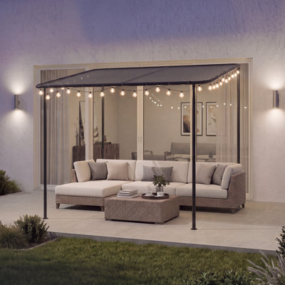 8 Ft. W x 5 Ft. D Lean to Gazebo, Patio Canopy with UPF50+ UV Protection, Heavy-Duty Steel Frame, Weather-Resistant Shade Shelter for Deck, Porch & Balcony, Gray