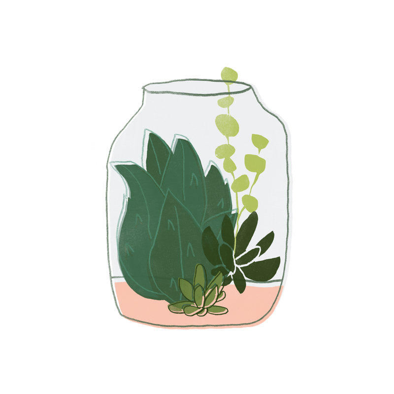 Terrarium Cameo II by June Erica Vess - Painting, 46cm H x 30cm W, Black Floater Framed