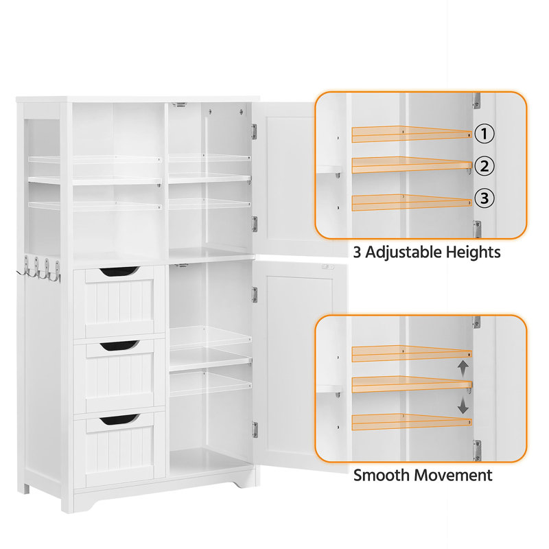 42″ Tall Freestanding Bathroom Storage Cabinet Unit with Open Compartments