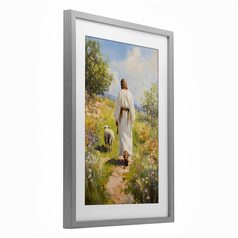 «Jesus Leaving the Sheep», reproduction encadrée sous verre, design par LSR Design Studio, H 20 po x l 14 po
