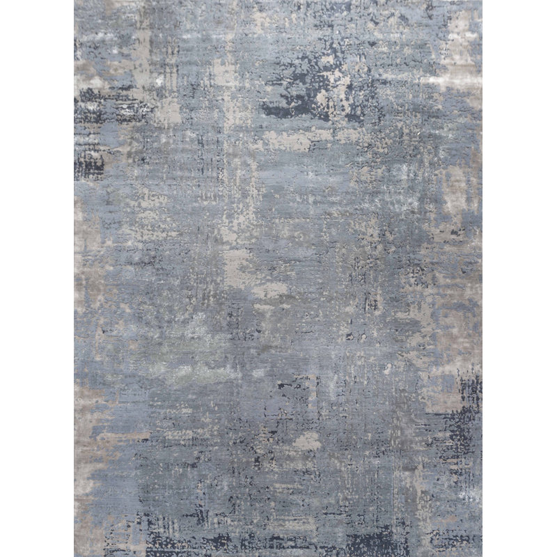Contemporary One-of-a-Kind Hand Knotted Area Rug, Rectangle 9'3" x 12'