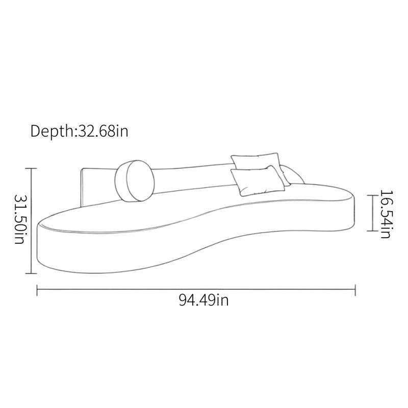 Simple Curved Living Room Sofa, Pink