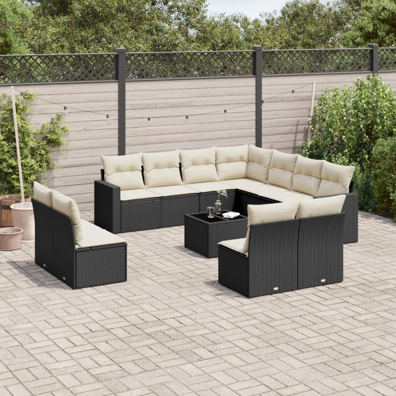 Ensemble de canapé de jardin Vidaxl noir, blanc crème