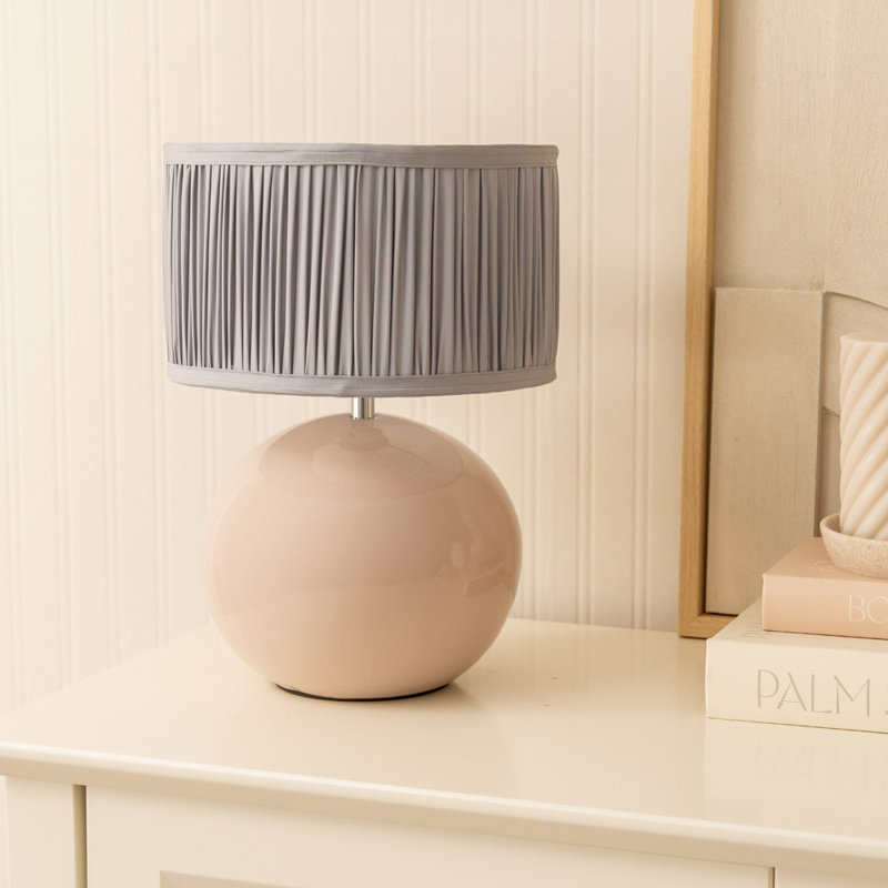 Daeqwon Ceramic Globe Lamp, Cream, Blue, No