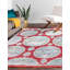 Tapis oriental en polypropylène tissé à la machine en rouge / gris / bleu-635400886