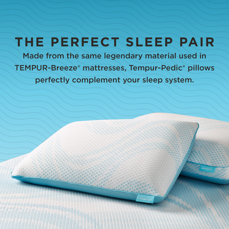 Breeze® ProHi Memory Foam Medium Cooling Pillow, Queen, White/Blue