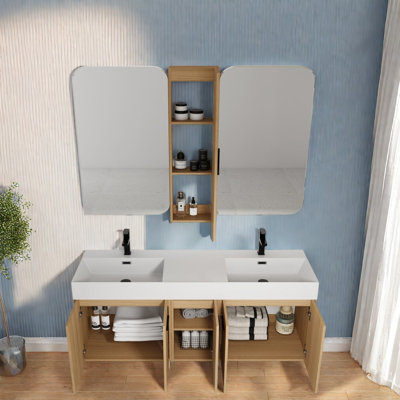 Spacious Storage Vanities(Must include both Vanity Cabinet  and Sink), 60 in Plywood Modern Bath Home