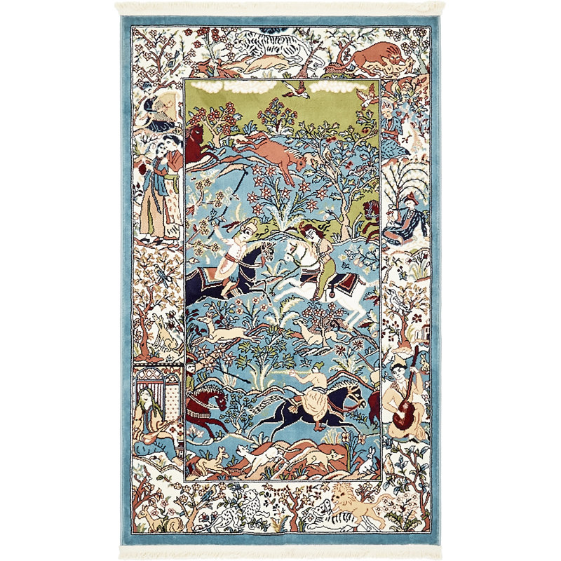 Ledger Oriental Indoor Rug, Rectangle 3'1" x 5'3", Blue