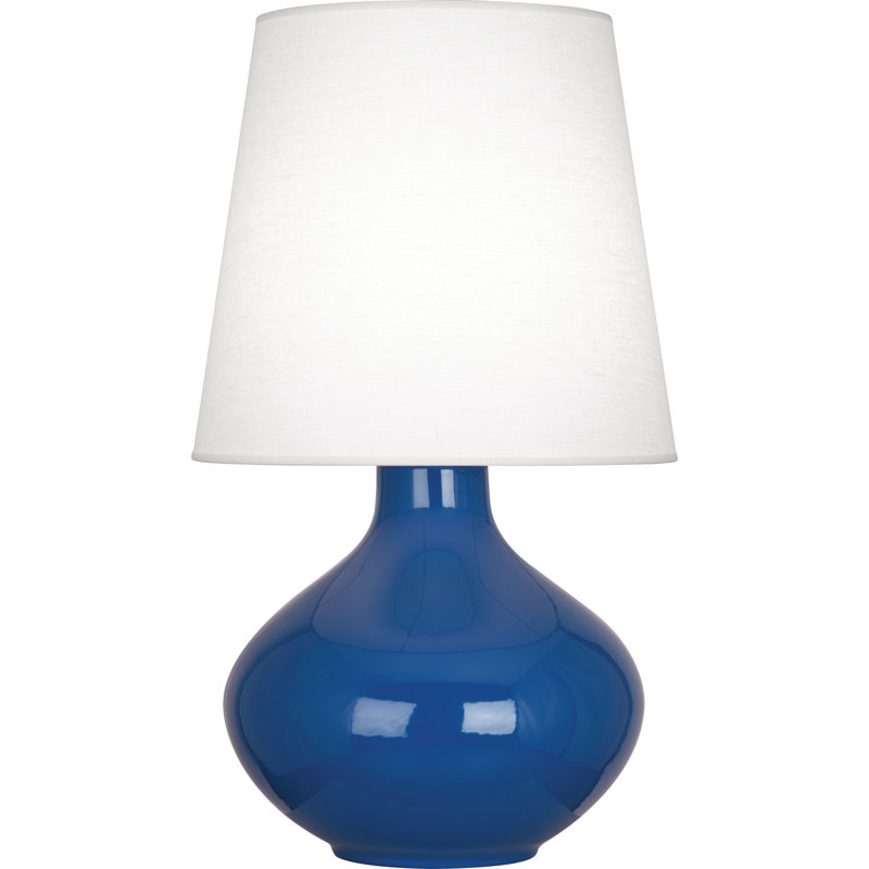 June Table Lamp, Oyster Linen, Rose Water Glazed