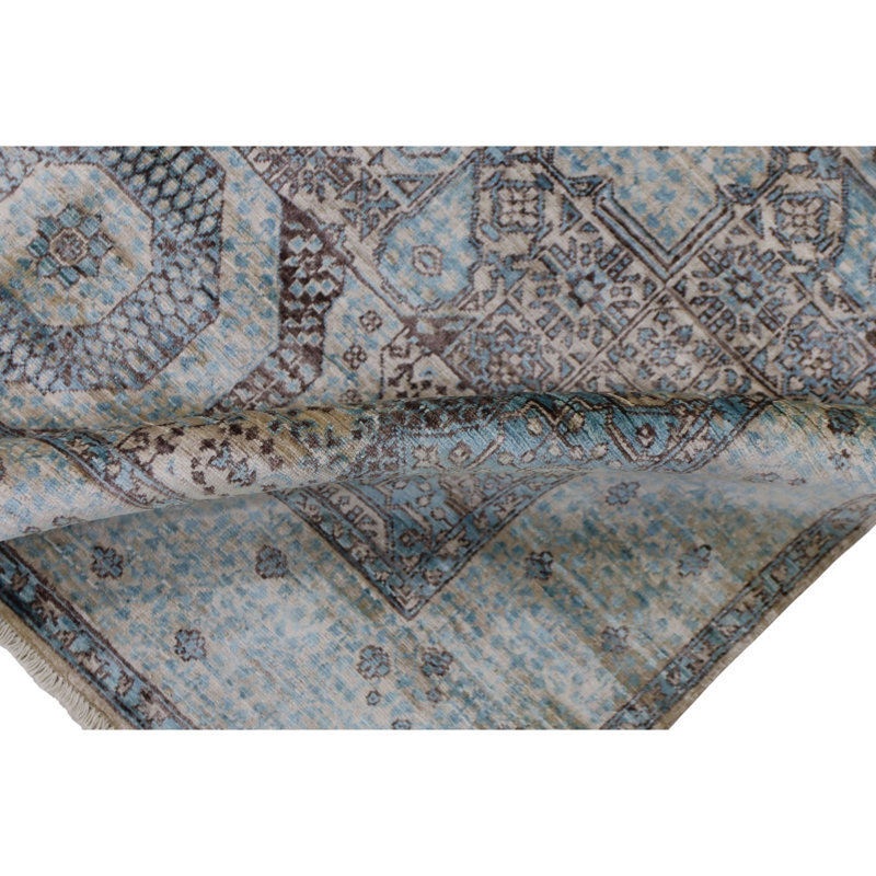 Hand Knotted Wool Area Rug in Beige, Rectangle 4'11" x 6'10"