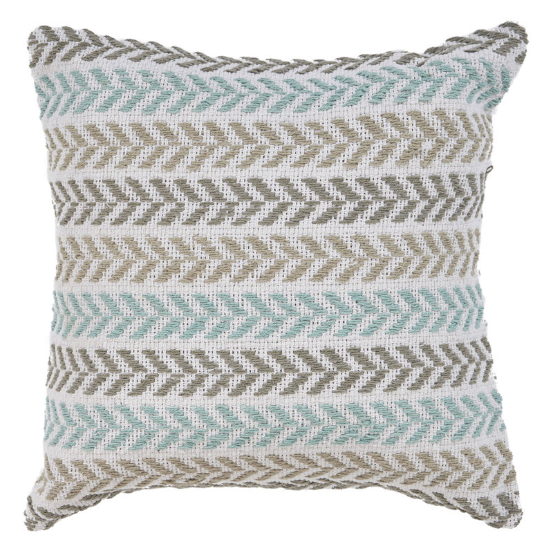 Housse de coussin 100% coton tissée à la main, Turquoise, polyester