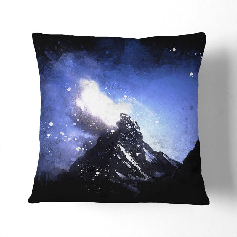 Matterhorn Mountain in Switzerland Paint Splash Cushion with Filling, Black, 40cm H x 40cm W x 15cm D