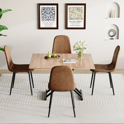 4-Person Dining Table Set,Folding Table With Metal Base,Dining Table With Chairs