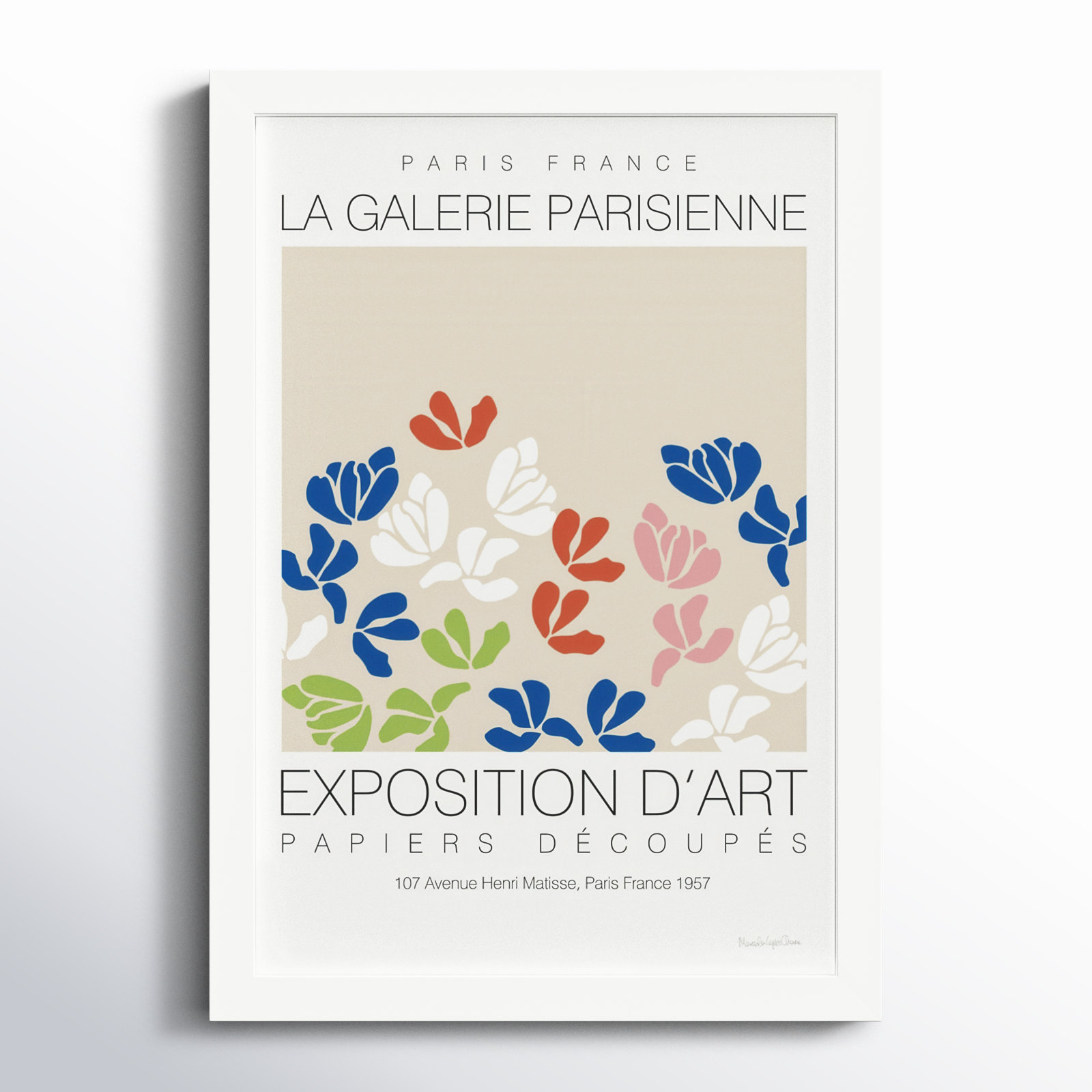 Fleurs de Matisse III Print, White, 12" W x 17" H