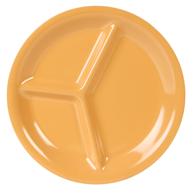 Melamine Three Compartment 10.25" Dinner Plate, Yellow