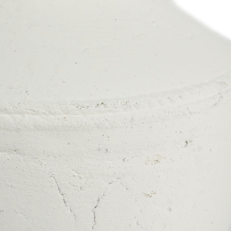 Round Terracotta Vase - Natural White Finish, 13.8" H x 11.8" W x 11.8" D