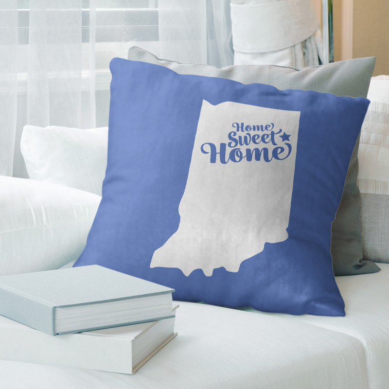 Reversible Throw Pillow, 16" x 16", Blue, Fort Wayne