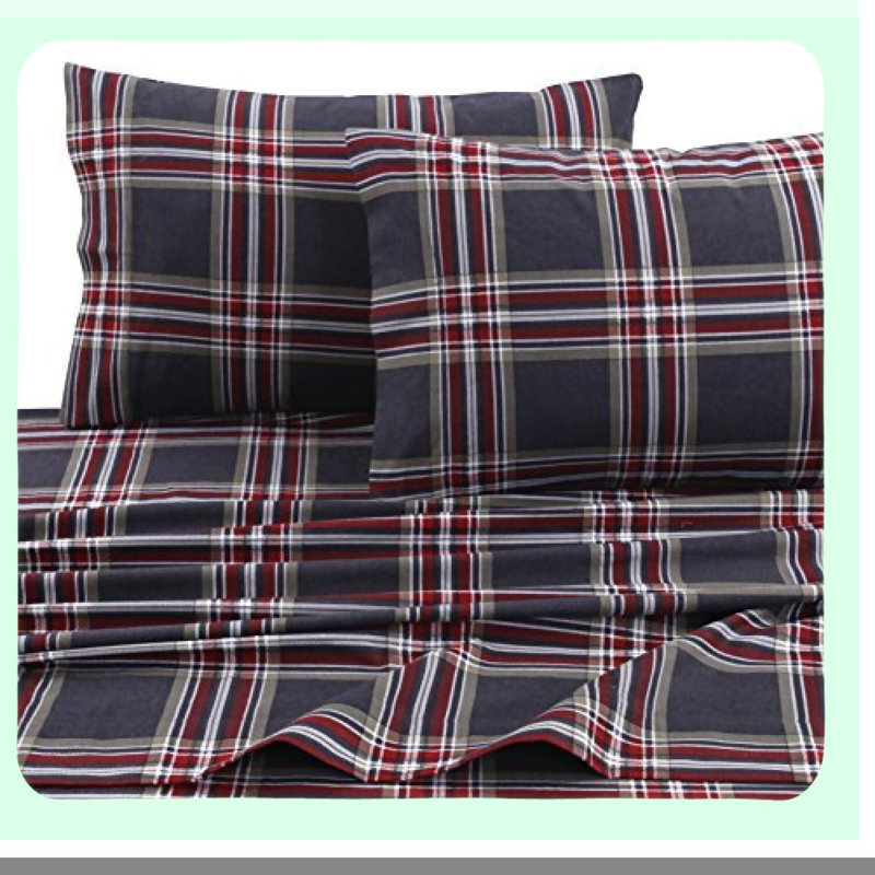 CozyCrest Heritage Flannel Full Sheet Set - Plaid Print, 5 oz, Extra Deep Pockets - HEPL170DPSSFU