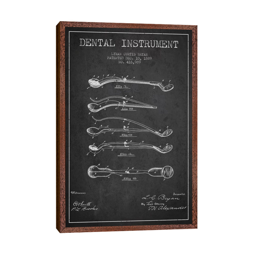 Dental Instrument Charcoal Patent Blueprint by Aged Pixel - Druck auf Leinwand