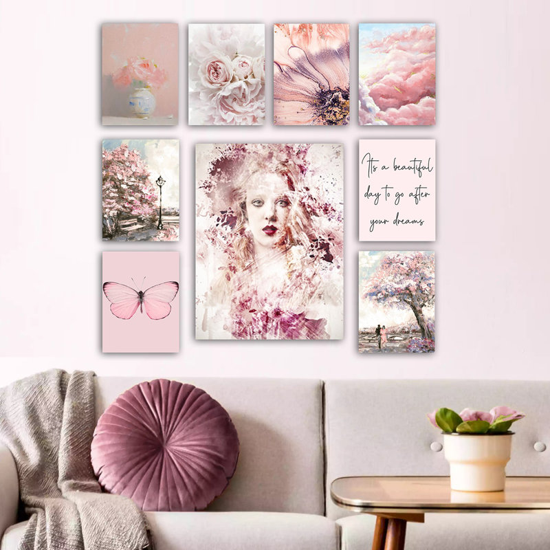 Superbe ensemble d'art mural décoratif en panneau de fibres à densité moyenne (9 pièces), 8 po x 8 po x 6 po et 1 po x 12 po x 16 po | 100% panneau de fibres à densité moyenne, épaisseur: 0,1 po | Parfait pour le salon, la chambre à coucher et le bureau, les couleurs vives et le design moderne