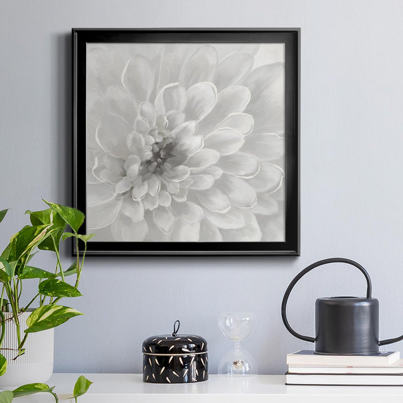 Dahlia - Peinture sur toile encadrée, Cadre noir, H 34,5 po x l 34,5 po x P 1,5 po