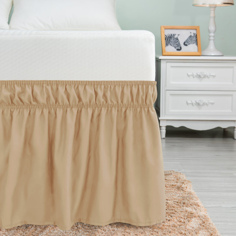 Pleated Wrap Around Bed Skirt, Twin, Sand
