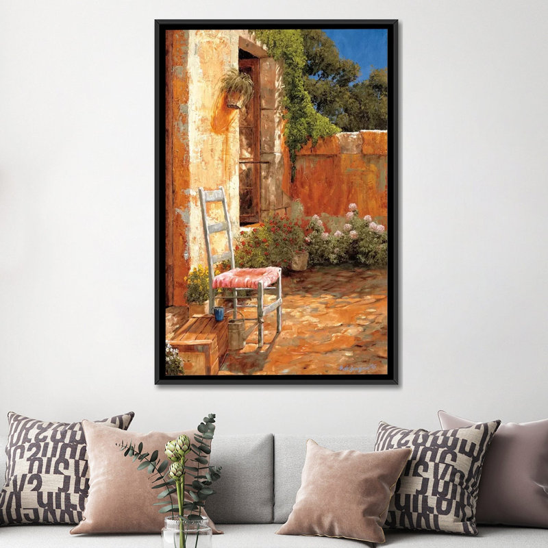 «Morning Coffee», reproduction sur toile, H 26 po x l 18 po x P 1,5 po, Toile encadrée noire, Pas de tapis