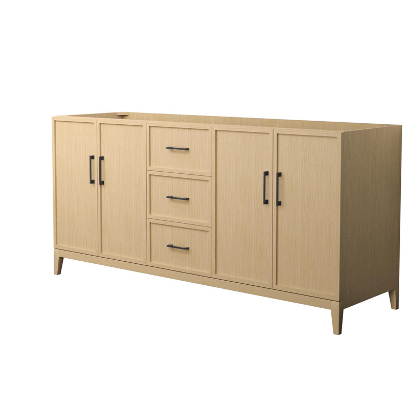 Elan 72-Inch White Oak and Black Double Vanity Cabinet