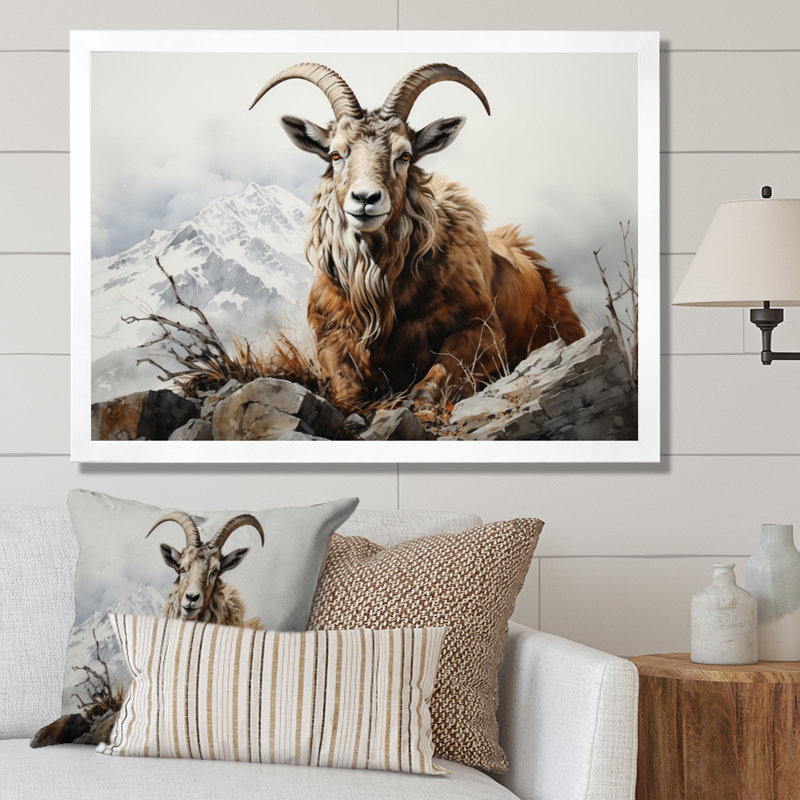 Goat Mountain Majesty sur impression sur toile, H 16 po x l 32 po x P 1 po, Cadre photo blanc