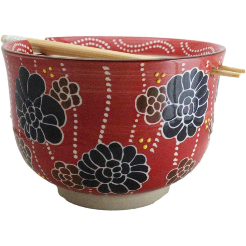 Ensemble de grandes bols Donburi 24 oz avec art floral