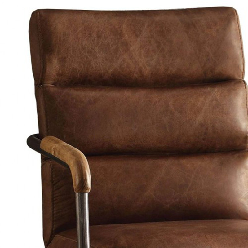 Springtown Genuine Leather Conference Chair, Retro Brown
