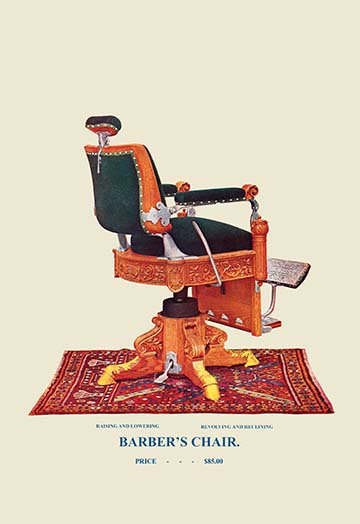 Chaise de barber, art, 36" H x 24" W