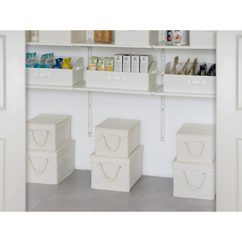 Storage Bins with Lids, Decorative Storage Boxes with Lid and Soft Rope Handles.3-Pack
