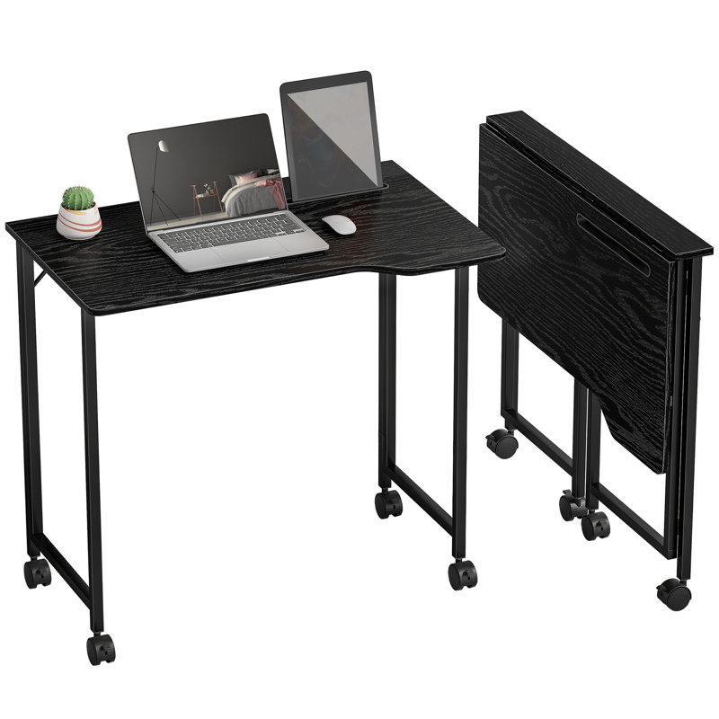 Metal Base Writing Desk, Black/Black