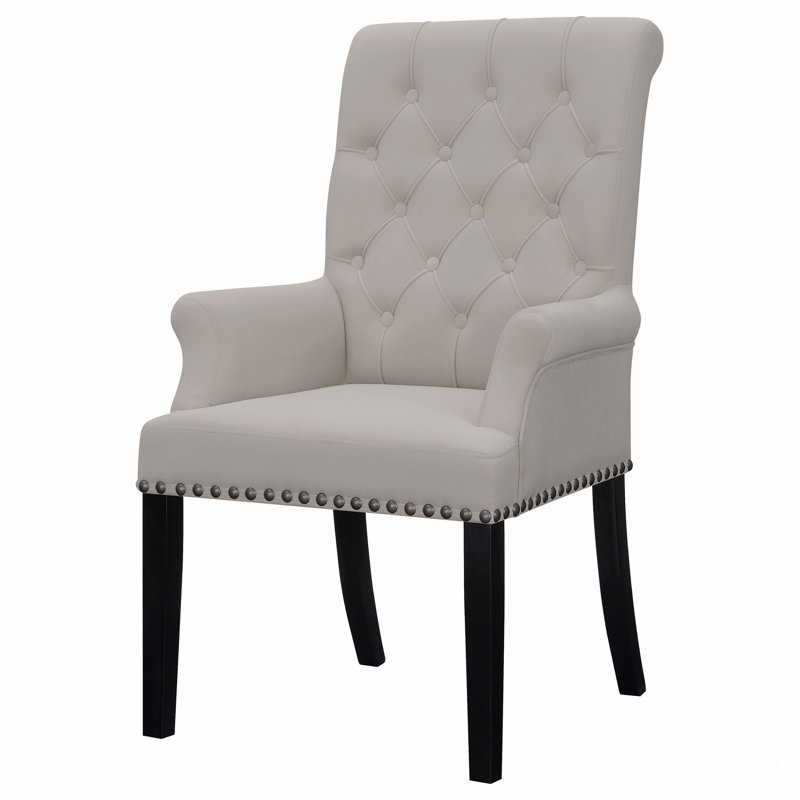 Chaise rembourrée avec accoudoirs de salle à manger, Beige