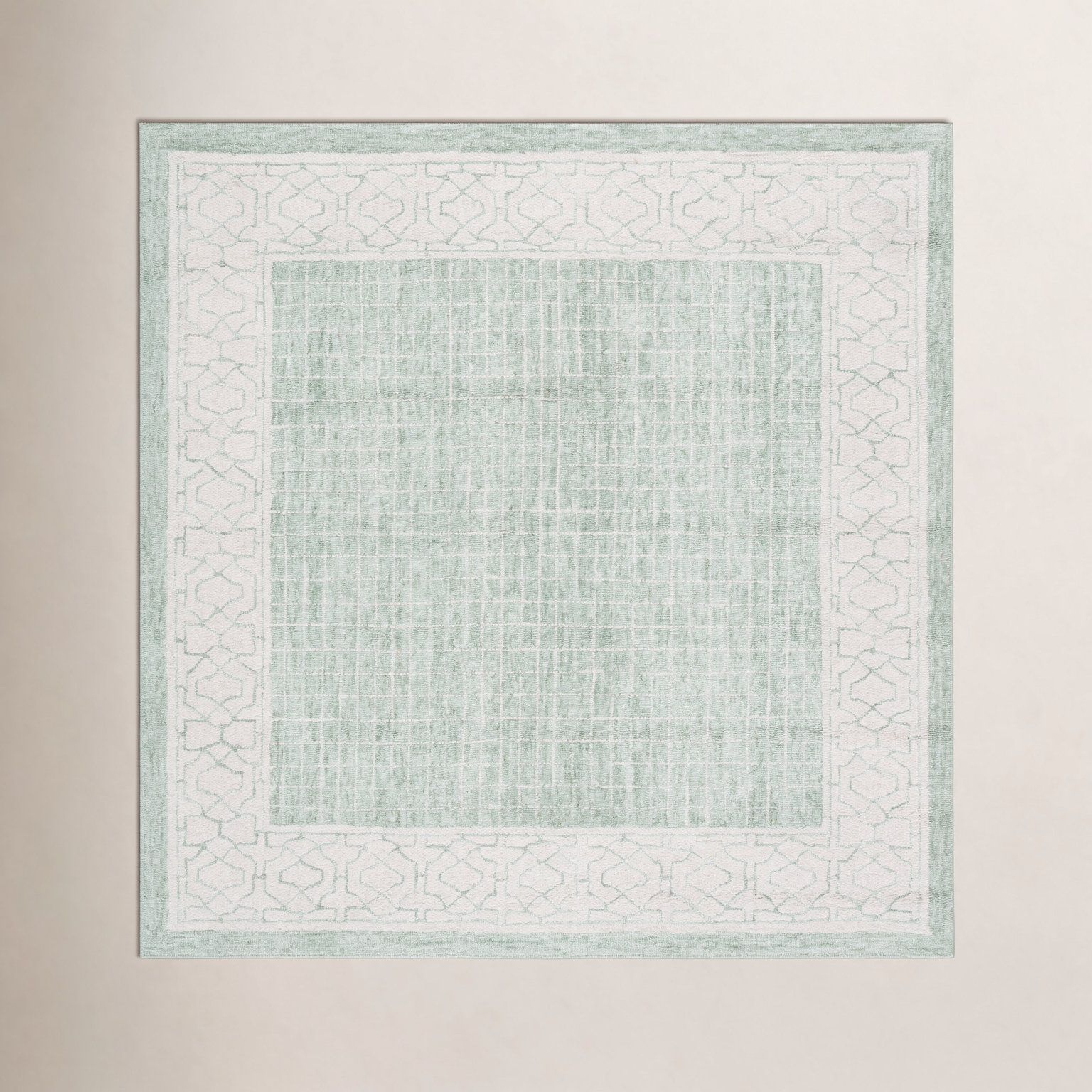 Hand-Tufted Geometric Wool Rug, Square 6'