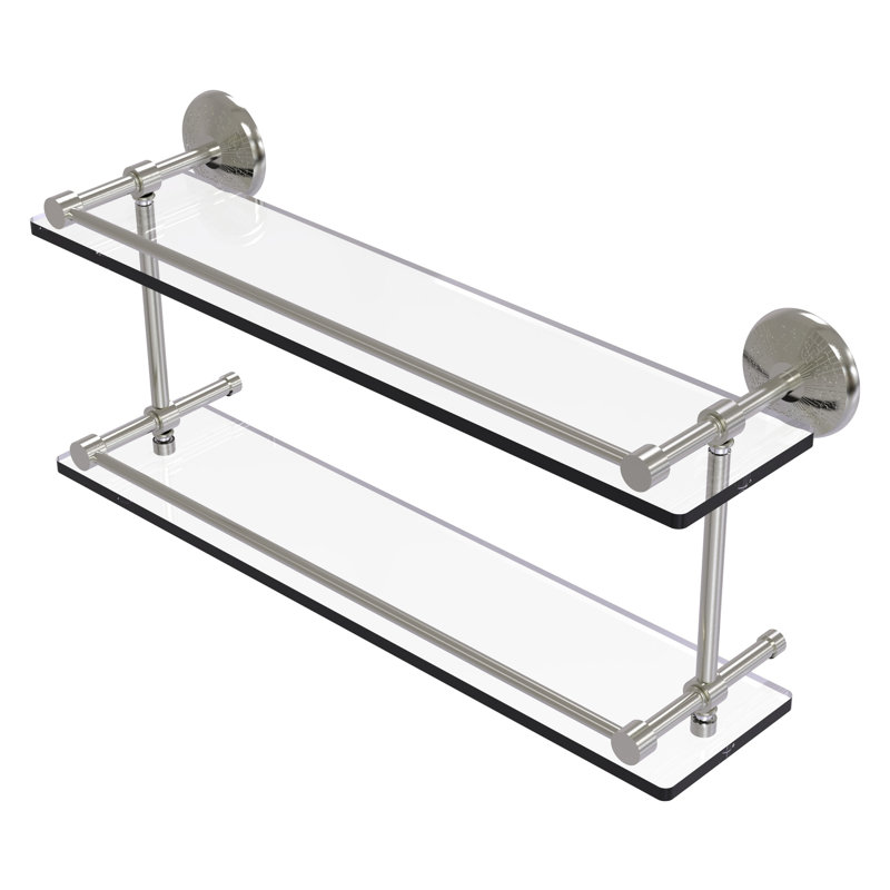 Tilney 2 Piece Tiered Shelf, 8" H x 22" W x 5" D, Satin Nickel