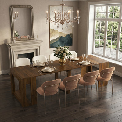 Table de salle à manger extensible pliable rectangulaire en bois, console multifonctionnelle pour la cuisine, le salon, la salle de réunion, plusieurs longueurs disponibles