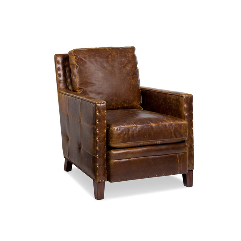 Shawnee Bark Brown Leather Handcrafted Accent Chair