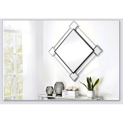 Asbury Mirrored & Accent Mirror With Geometric Design And Chrome Finish, Perfect For Modern And Minimalist Decor.