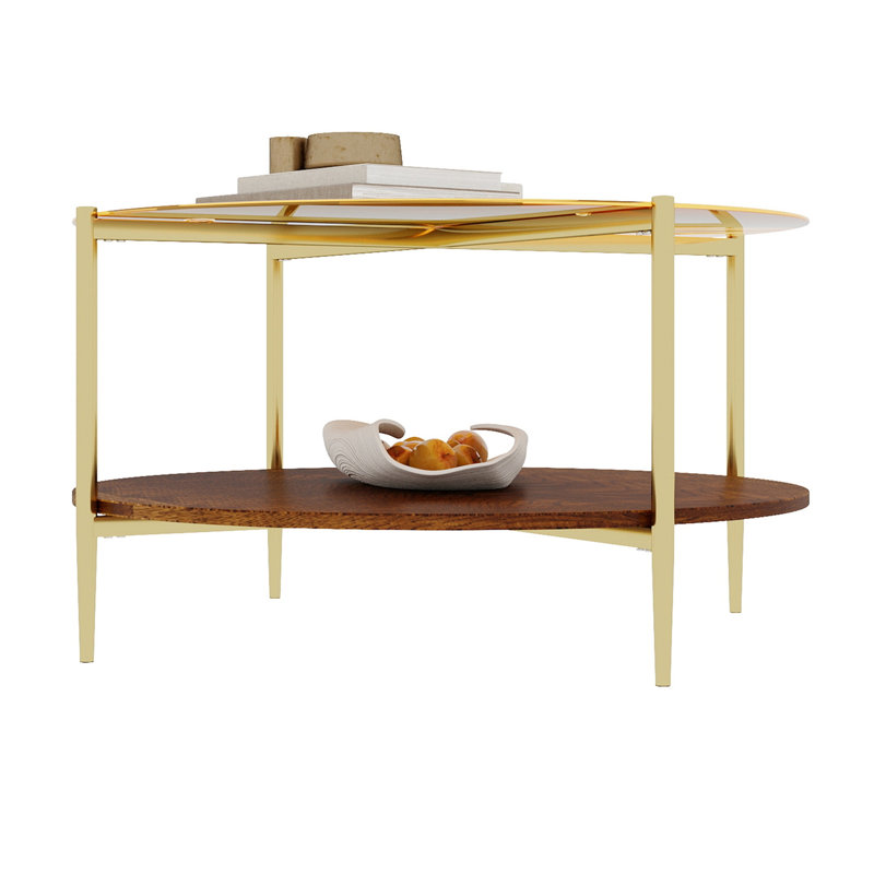 Modern Gold Round Double-Layer Coffee Table