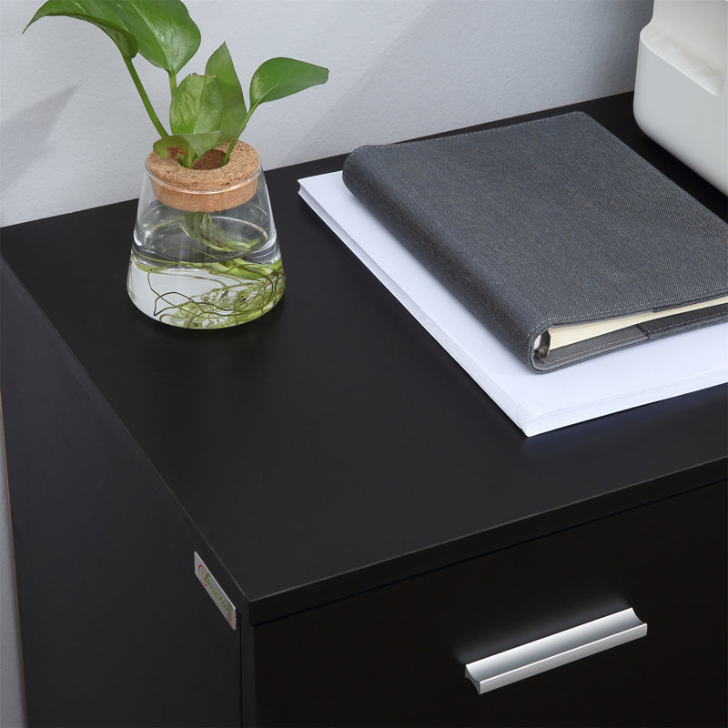 Black Particle Board Multifunction Office Filing Cabinet with Drawers and Shelves