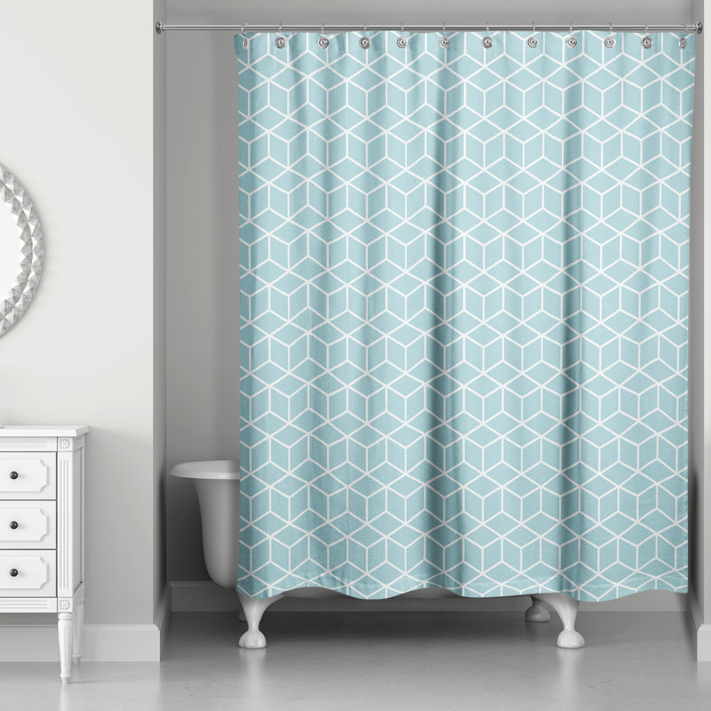 Bakstran Geometric Shower Curtain, Teal/White