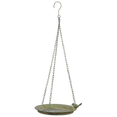 Aged Metal Green Hanging Bird Bath (1 Bird)