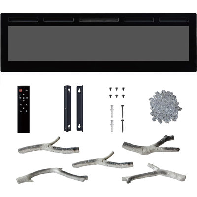 50" Recessed & Wall Mount Smart Electric Fireplace, 3D Flames 12 Colour LED with WiFi/Alexa, 750w/1500w Heater for 400 Sq. Ft, Child Lock & Crackling Sound