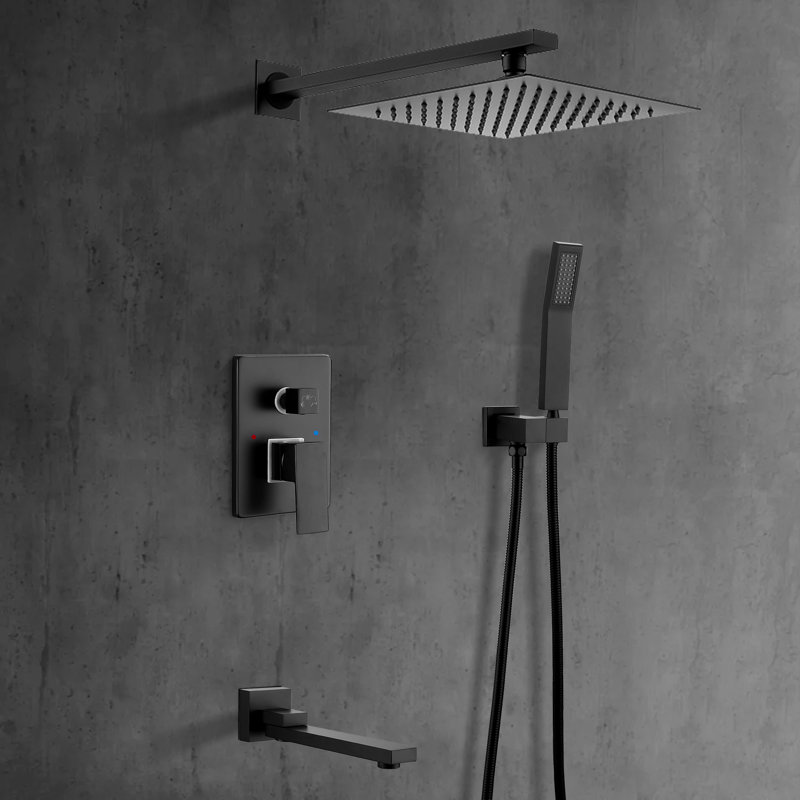 Complete Shower System with Rough in-Valve, Matte Black