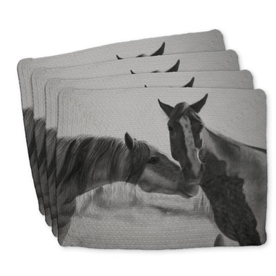 Ensemble de 4 napperons en polyester tressé - Décoration pour chevaux