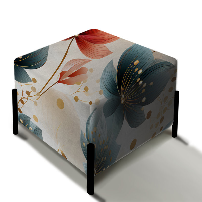 Motif floral bleu sarcelle harmonie côtière - repose-pieds floral carré