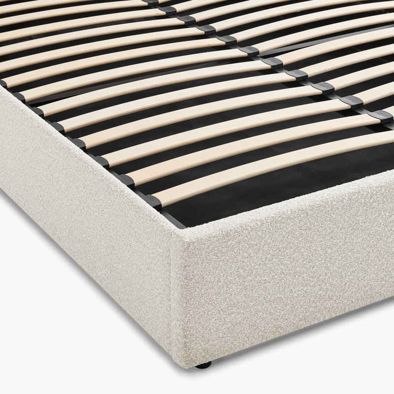 Sabid Upholstered Boucle Fabric Ottoman Bed Frame - Contemporay Elegant Headboard Design   , King