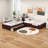 Twin Size 2 Drawers L-shaped Platform Beds with Trundle and Built-in Table-79433331